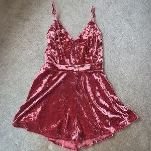 Rosey pink crushed velvet romper